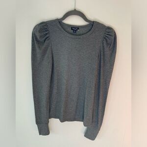 NEW Splendid Longsleeve Tight Pullover Sweater T-shirt Gray XS puff shoulder